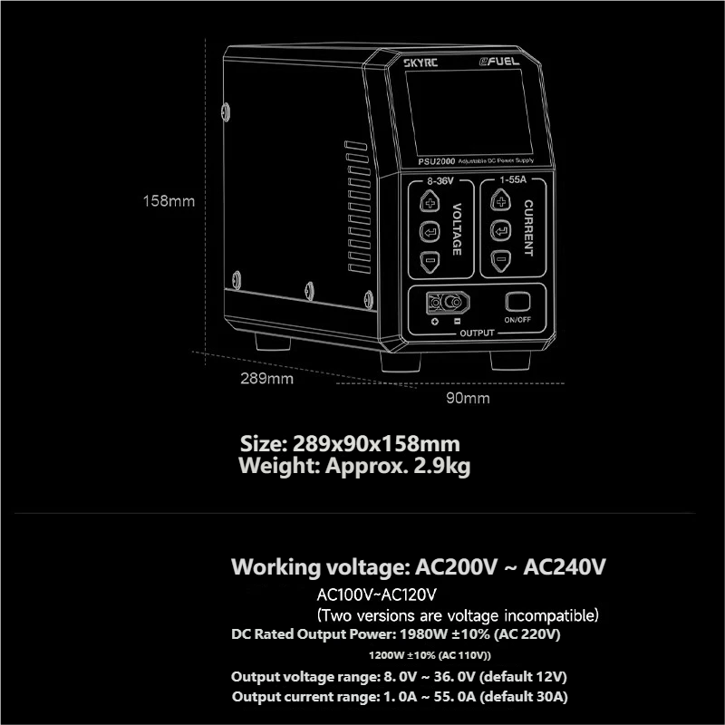 SKYRC PSU2000 1980W Adjustable - Drone Switch Rc ulasan dan harga