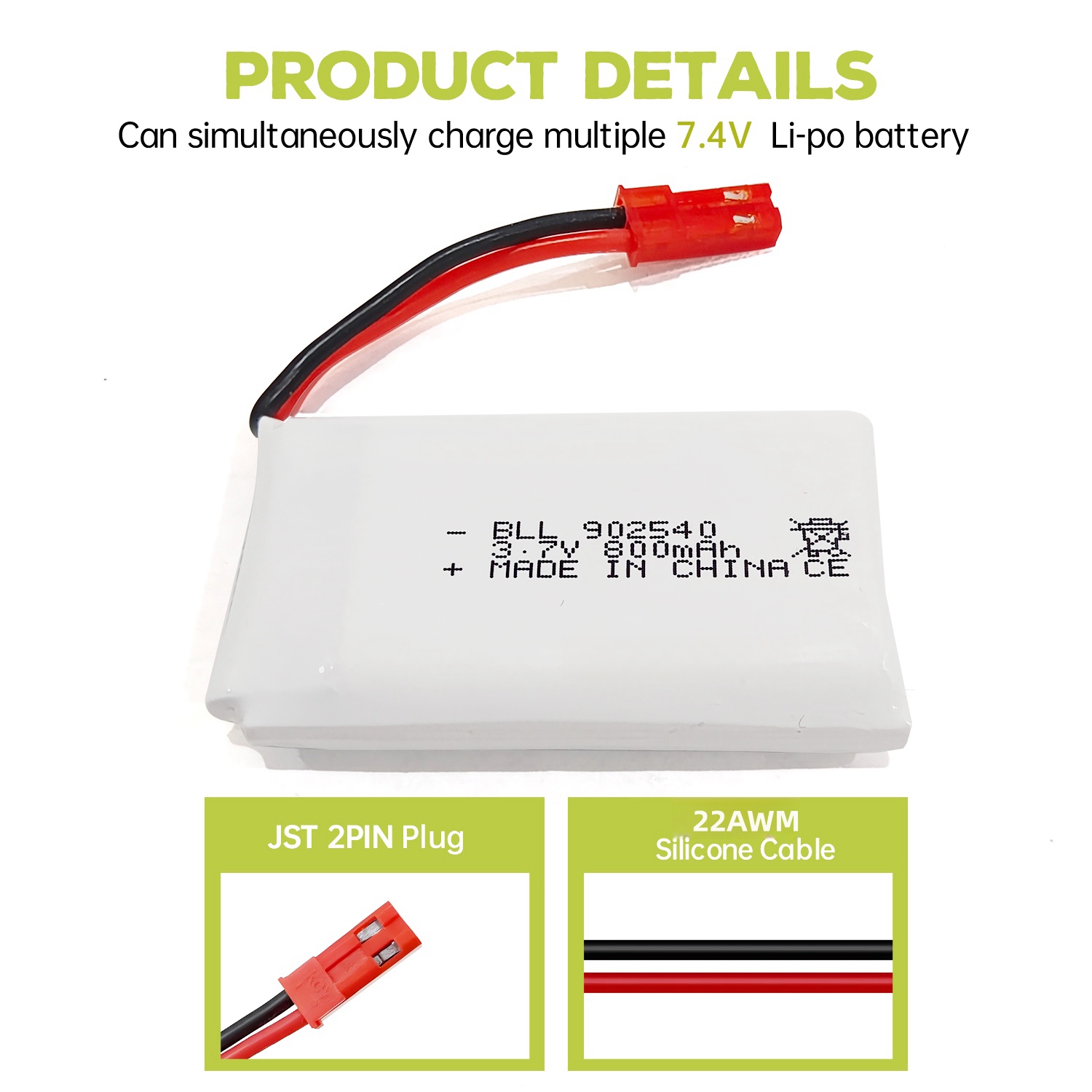 2PCS 3.7V 800mAh Lipo Battery  - Drone Mjx Rc ulasan dan harga