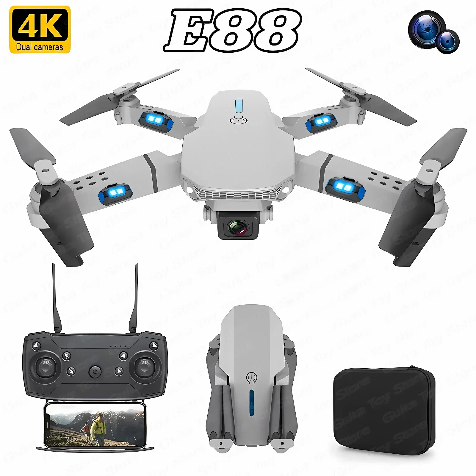 E88 Pro WIFI FPV Drone Wide An - Drone Rc Harness ulasan dan harga