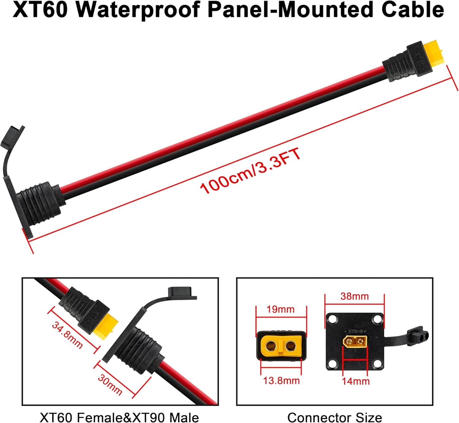 JMUYTOP 12AWG XT60 Panel Mount - Drone Bike Rc ulasan dan harga